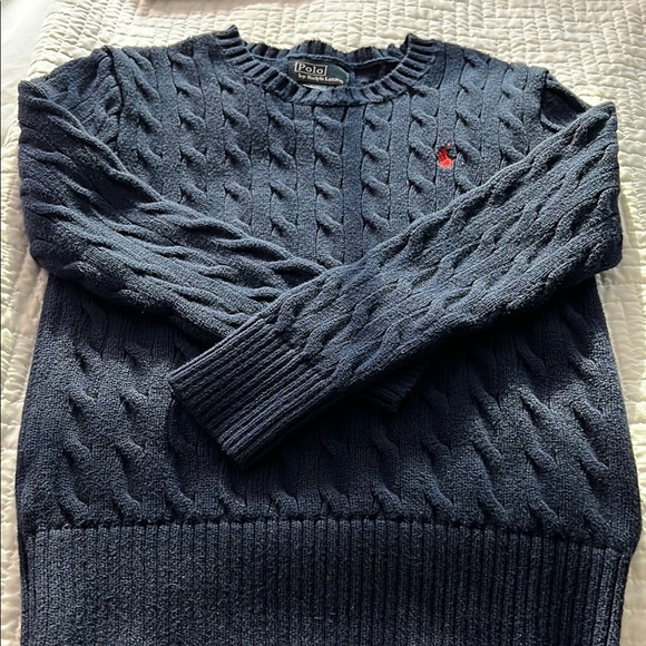 Polo by Ralph Lauren Blue Crewneck Cable Knit Sweater - Picture 1 of 1